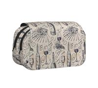 HAHAFU Wine and Winemaking Winery Grape Field Flip-Top Double-Layer Pencil Case,Large Capacity (Holds 50 Pens/Pencis),Full-Print Durable Polyester School Office Supplies