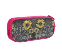 HAHAFU You are My Sunflower Double Layer Large Capacity Pencil Case, Full Print Oxford-Cloth Pencil Pouch with Multiple Compartments,Customizable Smooth Zipper Stationery Bag