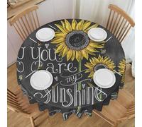 HAHAFU You Are My Sunflower Round Lace Tablecloth 60 Inch,Print Water-Resistant Polyester Fabric,No Wrinkle,Washable Table Cover For Dining Kitchen Coffee Table