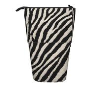 HAHAFU Zebra Animal Telescopic Pencil Case, Oxford-Cloth Adjustable Pencil Pouch with Zipper, Multi-Functional Portable Stationery Bag for School Office