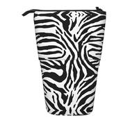 HAHAFU Zebra Prints Telescopic Pencil Case, Oxford-Cloth Adjustable Pencil Pouch with Zipper, Multi-Functional Portable Stationery Bag for School Office