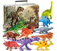 HahaGift Dinosaur Toys for Boys: 12PCS Realistic Dinosaur Figures with Metal Storage Box for Kids Age 2 3 4, Dino Game Toys for 2 3 4 5 Year Old Boys Birthday Gifts