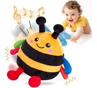 hahaland 4-IN-1 Dancing Bee Baby Toys 6 to 12 Months Boys & Girls Montessori Plush Interactive Sensory Tummy Time Toys, Musical Crawling Walking and Speaking Learning Gifts