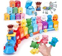 hahaland Baby Montessori Toys for 18+ Months, Farm Animal Train Toy for Counting,Stacking,Matching & Sorting, Educational Sensory Toys for Toddlers 2 3 Year Old, Birthday Gift for Baby Boys Girls