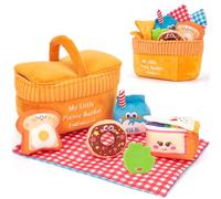 hahaland Baby Toys for 6-12 Months Girls Sensory Picnic Plush Set - Soft Washable Crinkle Travel Toy with BPA-Free Teether, Rattles, Mirror Montessori Baby Birthday Shower Gift