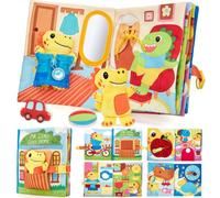 hahaland Dinosaur Busy Book for Toddlers 1+ Year Old Montessori Quiet Book | Interactive Cloth Activity Book, Sensory Educational Travel Toy for Baby Boys Girls, Soft Fabric Montessori Busy Board Gift