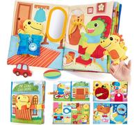 hahaland Dinosaur Busy Book for Toddlers 1+ Year Old, Montessori Quiet Book Sensory Toys, Interactive Cloth Activity Book, Educational Travel Toy for Baby Boy Girls Gifts