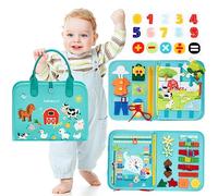 hahaland Montessori Busy Board for Children of 3+ Years Old, Activity Sensory Book Offers Preschool Educational Skill Learning, Quiet Travel Toys for Plane Car, Birthday Gifts for Girls - Green Farm