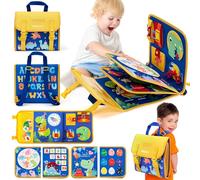 hahaland Montessori Busy Board for Children of 3+ Years Old, Activity Sensory Book Offers Preschool Educational Skill Learning, Quiet Travel Toys for Plane Car, Birthday Gifts for Girls - Dinosaur