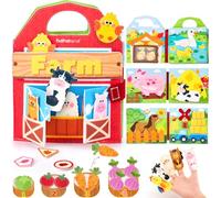 hahaland Montessori Busy Book for 1+ Year Old - 15-in-1 Interactive Sensory Busy Board, Educational Felt Toddler Quiet Toy & Travel Activity, Farm-Themed Baby Toy for 18M+ Girls Boys Airplane