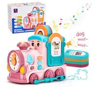 Hahaland Montessori Toy for 18+ Months Girls - All-in-One Pink Train with Language Development, Sensory Stimulation & Crawling Fun, Bilingual Educational Toy, for 2 Year Old Girls