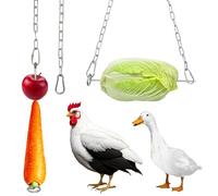 HahaMagic 2 PCS Chicken Feeder, Stainless Steel Hanging Fruit Fork with Hooks, Chicken Toy & Accessory