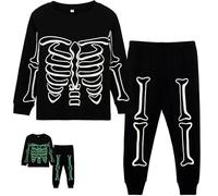 HahaNice Boys Pyjamas Kids Skeleton Customes Glow in The Dark Pjs 6 Years