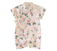 HahaNice Japanese Kimono Baby Thobe Cotton Infant Linen Romper 12 Months Flowers