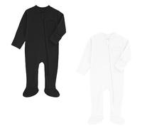 HahaNice Tiny Baby Clothes Neutral Sleepsuits Zip Babygrow Footed Pajamas Rompers Babies 6-9 Months Black/Cream-white