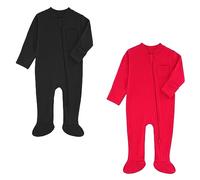 HahaNice Tiny Baby Clothes Neutral Zip Sleepsuits Babygrow Footed Pajamas Rompers Babies 3-6 Months Black/Red