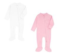 HahaNice Tiny Baby Clothes Neutral Zip Sleepsuits Babygrow Footed Pajamas Rompers Babies 6-9 Months Pink/Cream-white