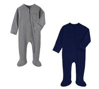 HahaNice Tiny Baby Clothes Neutral Zip Sleepsuits Newborn Babygrow Footed Pajamas Rompers Babies 0-3 Months Grey/Navyblue