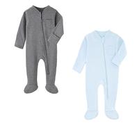 HahaNice Tiny Baby Clothes Neutral Zip Sleepsuits Newborn Babygrow Footed Pajamas Rompers Babies 0-3 Months Grey/Blue