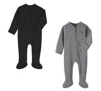 HahaNice Zip Baby Grows Sleep Suits Newborn Set Boy Baby Clothes Gender Neutral Footed Pajamas 0-3 Months Black/Grey