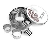 HAHAYOO 12 Pcs Donut Hole Cookie Biscuit Cutter Set for Baking, Graduated Doughnut Round Cookie Cutters, Metal Scone Circle Cookie Cutters for Frying, Biscuits Ring Molds for Cooking Cake(1-4.4 Inch)