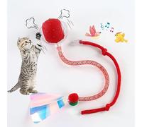 Hahbabya Interactive Cat Toys Ball for Indoor Cats,[2025 Newly Upgraded] Agile Moving Cat Ball with Elastic Mesh Tail,Automatic Kitten Toys for Bored Indoor Adult Cats,Motion Activated (Red)
