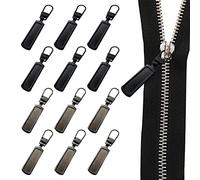 Hahhhha 12pcs Spare Zipper Pull, Removable Metal Zipper Pull Tabs Replacement Metal Zipper Pull Cord Extender Zipper Pulls Replacement Repair Kit for Shoes Luggage Suitcases Bag Jacket