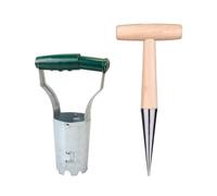 Hahhhha 2PCS Bulb Planter Tool, Long Handle Bulb Planting Tool with Dibber, Garden Handheld Seeding Punch Dibber Bulb Planter Set for for Outdoor Garden Flowers Vegetables Seeding Planting Pot