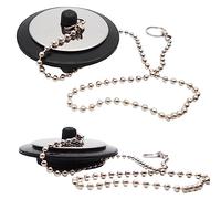 Hahhhha 2pcs Tub Stopper, Rubber Drain Stopper Universal Bathtub Plug Replacement for Kitchen Sink Laundries(Black,2PCS)