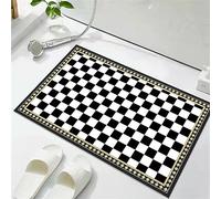 HAHII Diatomaceous Earth Bath mat Super Absorbent Fast Drying Non-Slip Diatomite Mud Bathroom Floor Rugs，Office Doormat Kitchen Dining Living Hallway Area Rug 40X60CMblack and white square