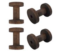 HAHIYO 2.36Inch/6cm 4PCs Vintage Coffee Color Wood Spool Retro Unfinished Wooden Thread Spools for Textile Wire Weaving Ribbon Crafts DIY Art Education Smooth Rotatable Bobbins