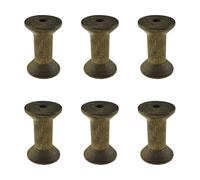 HAHIYO 2Inch/5cm 6PCs Vintage Coffee Color Wood Spool - Retro Unfinished Wooden Thread Spools for Textile Wire Weaving Ribbon Crafts DIY Art Education - Smooth, Rotatable Bobbins