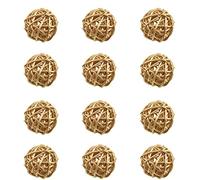 HAHIYO 30mm Diameter Wicker Rattan Balls Well Constructed Remained Tight Gorgeous Color Tone Fill Space Add Visual Interest Gold 12 PCS for Vase Bowl Filling Tree Wedding Table Bird Toy