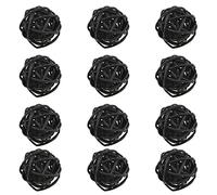 HAHIYO 30mm Diameter Wicker Rattan Balls Well Constructed Remained Tight Gorgeous Color Tone Fill Space Add Visual Interest Black 12 PCS for Vase Bowl Filling Tree Wedding Table Bird Toy