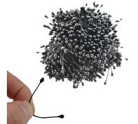 HAHIYO 700Pcs 3mm Fully Black Pearl Double Head Flower Stamen Pistil Handmade Artificial Flower Pistil para Flore Pearlized Floral Stamen Flower Pollen Stamen for Flower Making Scrapbook Decoration