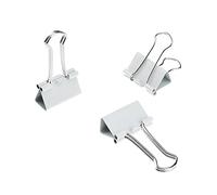 HAHIYO Binder Clips Paper Clamps Spring Steel Sturdy Medium 1.26 inches Width 0.39 Inch Capacity No Sharp Edges Heavy Duty Tight Grip Reusable White Metal Bright Finish for Home Office School 13 Pack