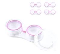 HAHIYO Contact Lens Case Box Holder Diameter 25mm Durable Leakproof Light Convenient Left/Right Eyes Contact Lens Container Soak Storage Kit For Storing Small items Travel Acrylic Clear Pink 5 Pack