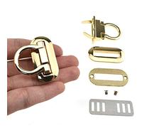 HAHIYO Flip Purse Closure Turn Locks Clip Clasps Latch Easy Install with Online Instructions Picture for Wallet Briefcase 1.65 Inch Length Metal Sturdy Gun Black 2 Sets with Washers
