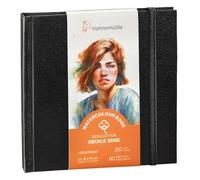Hahnemühle Watercolour Book Deckle Edge Watercolour Book with Ripped Edges, 100% Cotton, 250 g/m², Matte, 30 Sheets/60 Pages (approx. 14 x 14 cm)