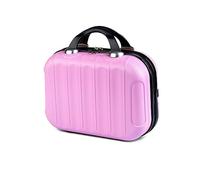HAHONIA Hard Shell Vanity Cases with Elastic Band and Zipper, Portable Waterproof ABS Beauty Case, Cosmetic Case for Women Girl, Dark Pink, L