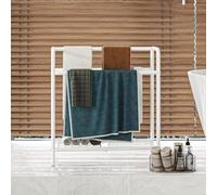 HAHRIR 3 Tier Towel Rack, 70cm Towel Rail Freestanding, Save Space with Storage Towel Holder for Bathroom, Display Rack for Bedroom, Bathroom, Swimming Pool,White