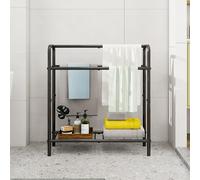 HAHRIR 3 Tier Towel Rack, 70cm Towel Rail Freestanding, Save Space with Storage Towel Holder for Bathroom, Display Rack for Bedroom, Bathroom, Swimming Pool,Black