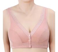 hahuha Bras for Women Plus Size Wireless Front Button Closure Lace Bra Full Support Breathable Bralettes One Shoulder Sports Bras for Women (Pink, F)
