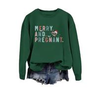 hahuha Ladies Hoodless Casual Womens Sweatshirts Women's Christmas Pregnancy Sweatshirt For Long Sleeved Pregnant Mothers Gift Top Christmas Pregnancy Announcement Shirt Crop Top Long Sleeve