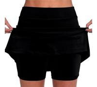 hahuha Women's Pocket Pants Solid Mid Waist Culottes Short Skirts Skinny Pants Skirt Patterns for Sewing Women (Black, XXXL)