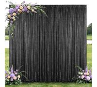 Hahuho Black Sequin Backdrop Curtain, 2PCS 4FTx8FT Glitter Backdrop Curtain for Parties, Christmas, Wedding, Party Decoration（2 Panels, 4FT x 8FT, Black