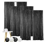 Hahuho Black Sequin Backdrop Curtain, 6PCS 2FTx8FT Glitter Backdrop Curtain for Parties, Christmas, Wedding, Party Decoration（6 Panels, 2FT x 8FT, Black