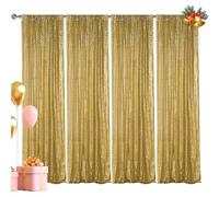 Hahuho Gold Sequin Backdrop Curtain, 4PCS 2FTx8FT Glitter Backdrop Curtain for Parties, Christmas, Wedding, Party Decoration（4 Panels, 2FT x 8FT, Gold