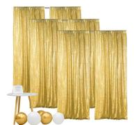 Hahuho Gold Sequin Backdrop Curtain, 6PCS 2FTx8FT Glitter Backdrop Curtain for Parties, Christmas, Wedding, Party Decoration（6 Panels, 2FT x 8FT, Gold