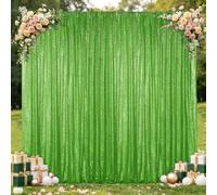Hahuho Light Green Sequin Backdrop Curtain, 1PCS 4FTx8FT Glitter Backdrop Curtain for Parties, Christmas, Wedding, Banquet Decoration（1 Panels, 4FT x 8FT, Light Green）